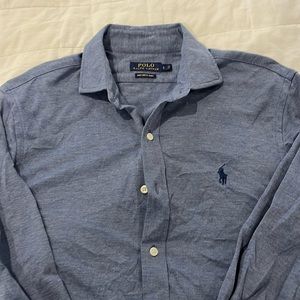 Polo Ralph Lauren Button Down, Knit Dress Shirt, Large, Blue